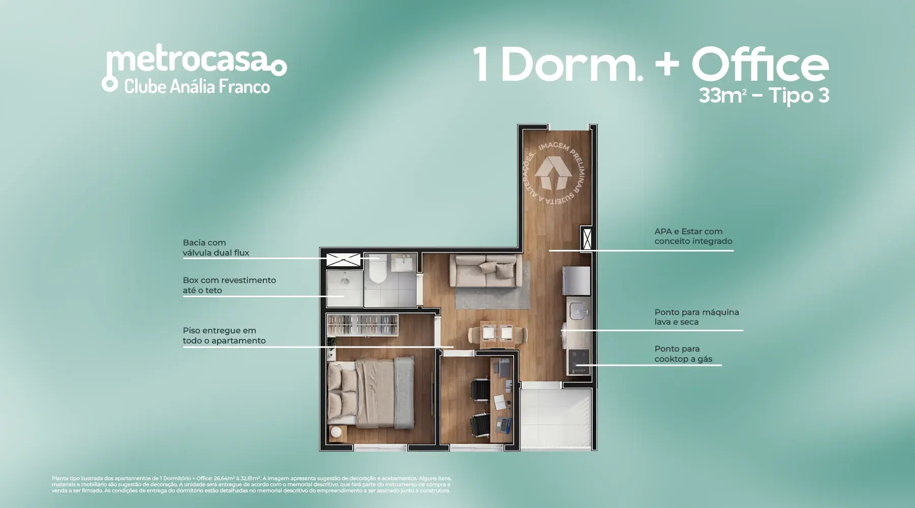 1 Dorm. + Office